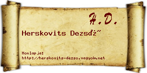 Herskovits Dezső névjegykártya